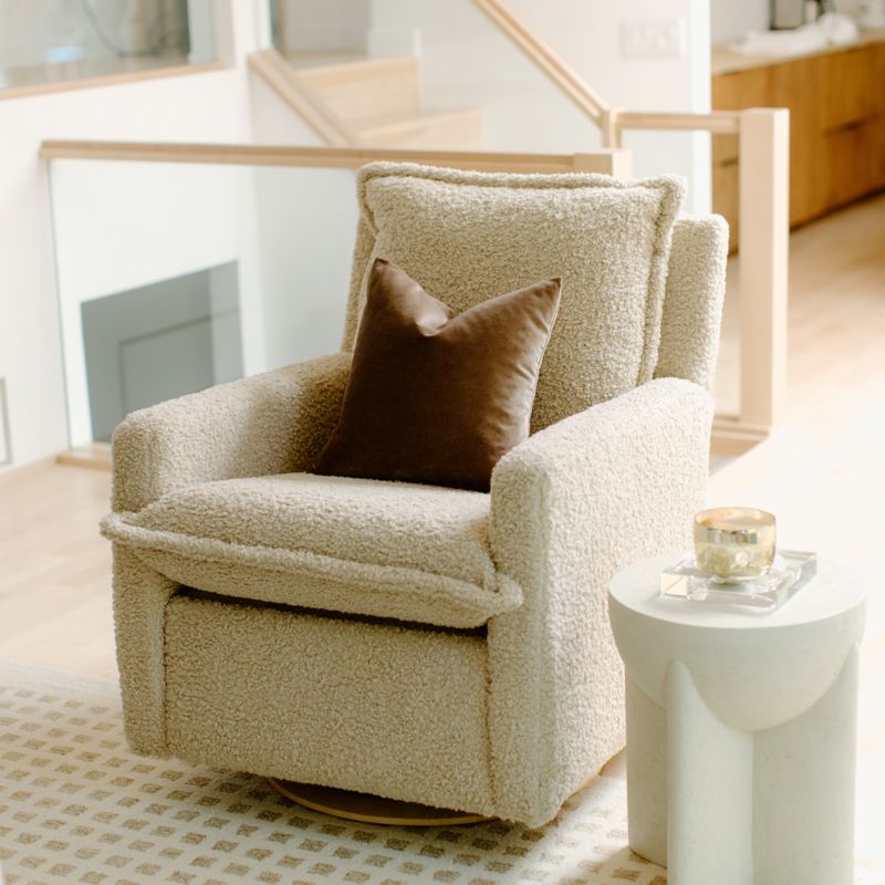 Oilo ™ Flynn Sheepskin Linen Swivel Glider Power Recliner Nursery Chair - image 5 of 8