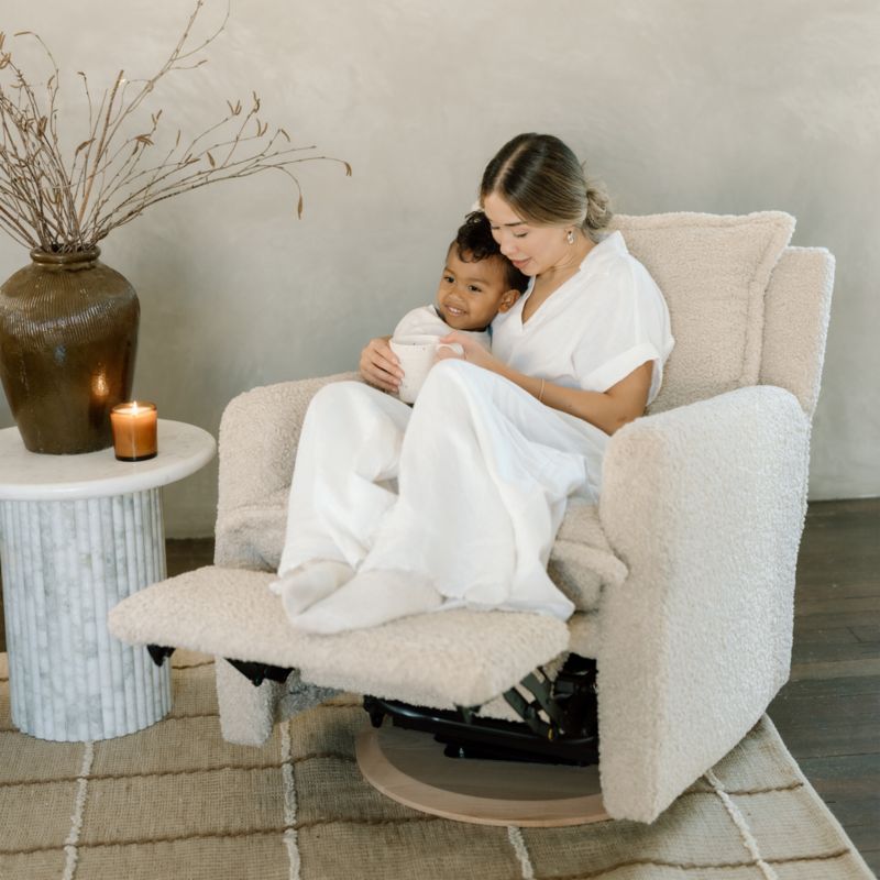 Oilo ™ Flynn Sheepskin Linen Swivel Glider Power Recliner Nursery Chair - image 2 of 8