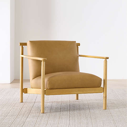 Ojai Leather Wood Frame Accent Chair