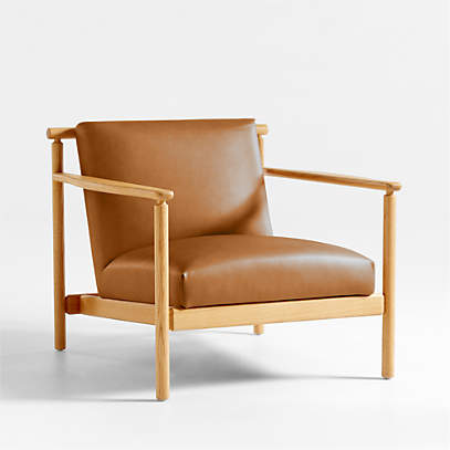 Leather and timber discount armchair