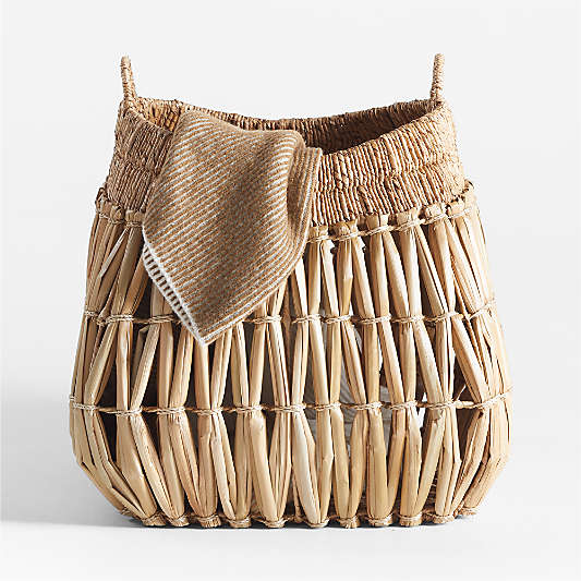 Oketo Beige Large Rattan Decorative Basket