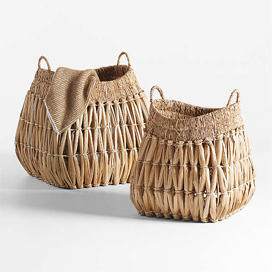 Oketo Beige Large Rattan Decorative Basket
