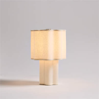Ola Warm White Linen Mini Table Lamp 13"