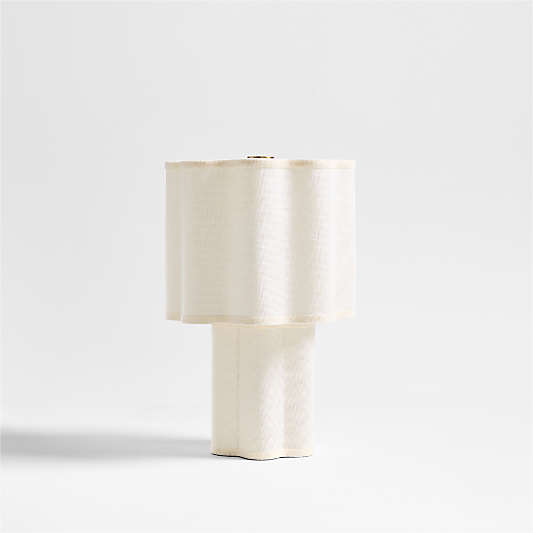 Ola Warm White Linen Mini Table Lamp 13"