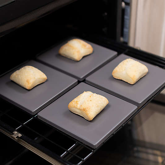 Old Stone Cordierite Grey Square Pizza Stone 4-Piece Set