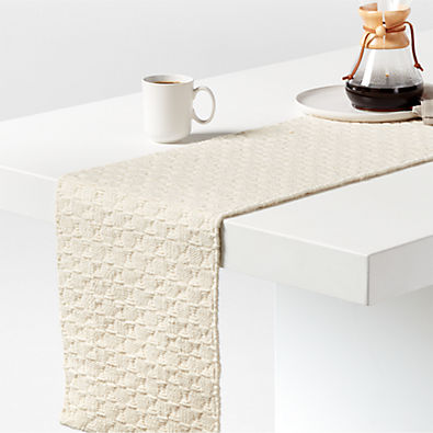 View Oleander Neutral Woven Table Runner 90" details