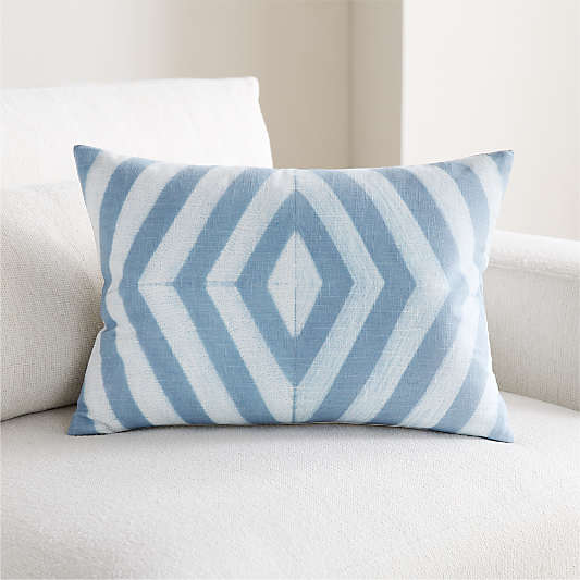 Olinda Shibori Diamond 22"x15" Bunbury Blue Throw Pillow