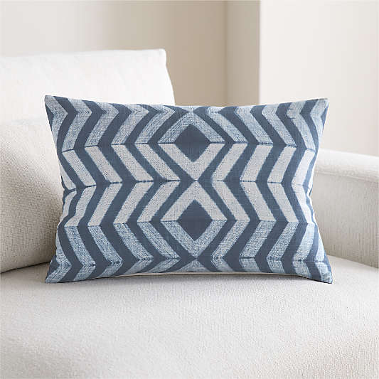 Olinda Shibori Diamond 22"x15" Deep Indigo Throw Pillow