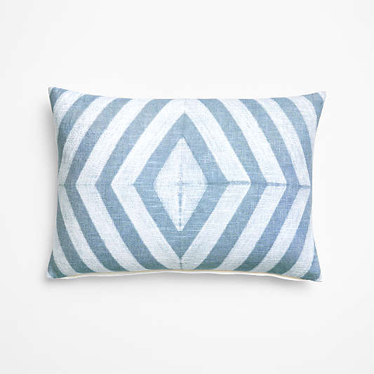 Olinda Shibori Diamond 22"x15" Bunbury Blue Throw Pillow Cover