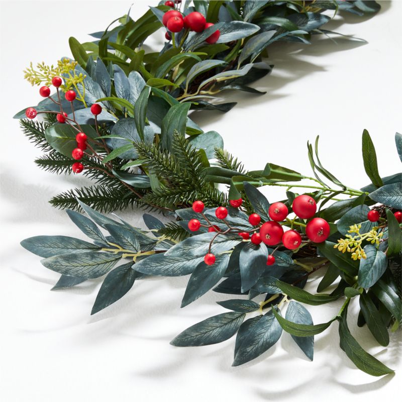 Faux Olive and Berry Holiday Wreath and Garland Set - image 1 of 3