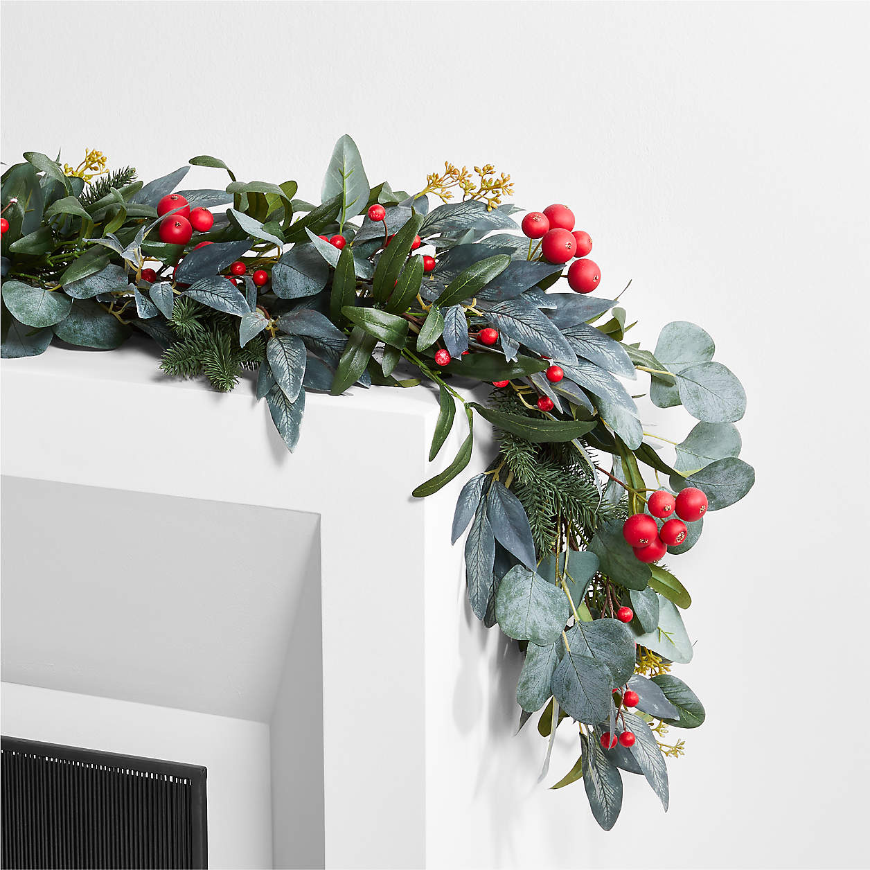 Faux Olive And Berry Garland 72" | Crate & Barrel