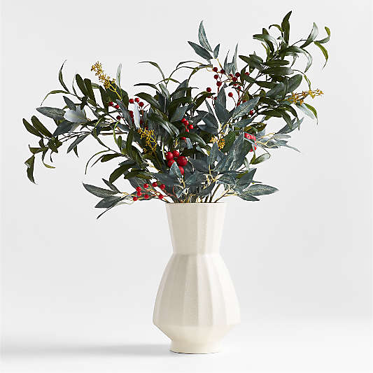 Faux Olive and Red Berry Holiday Stem 40"