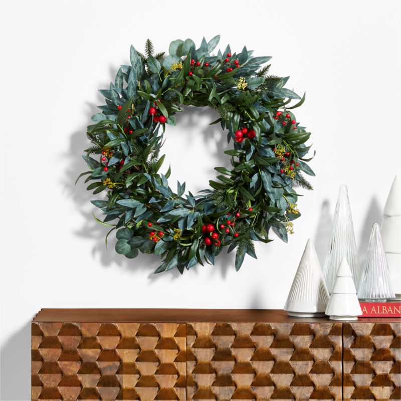 Faux Olive and Berry Wreath 26" - image 7 of 10