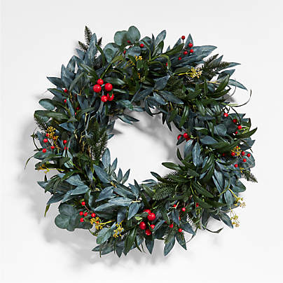 Faux Olive and Berry Wreath 26"