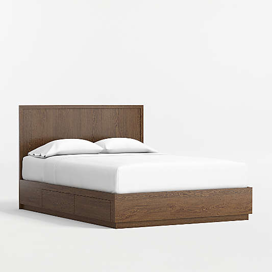 Oliver Deep Brown Ash Wood Kids Full Storage Bed Base