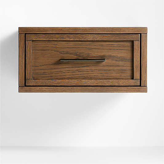 Oliver Deep Brown Wood Floating Kids Nightstand with Drawer