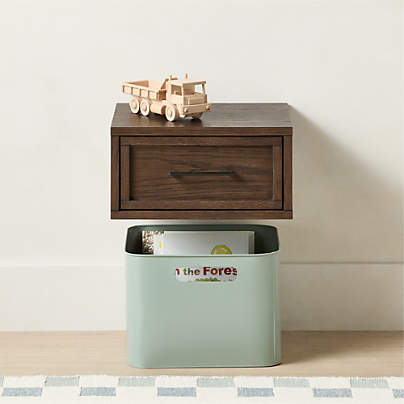 Oliver 16" Deep Brown Wood Floating Kids Nightstand with Drawer