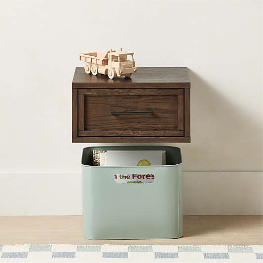 Oliver 16" Deep Brown Wood Floating Kids Nightstand with Drawer