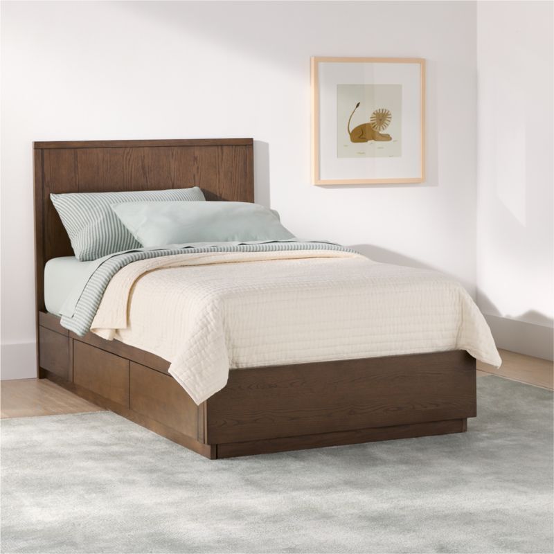 Oliver Deep Brown Wood Kids Twin Storage Bed Base - image 2 of 8