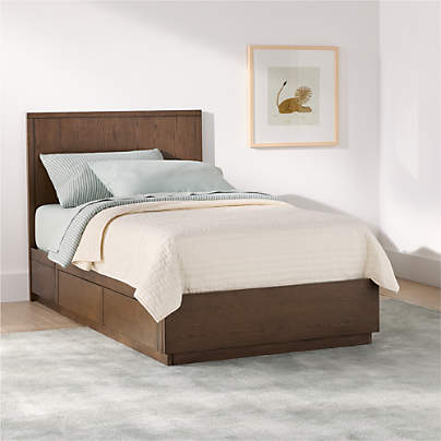 Oliver Deep Brown Wood Kids Twin Storage Bed