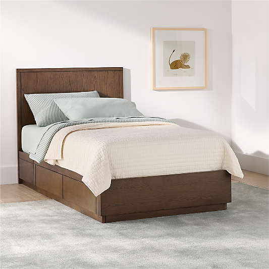 Oliver Deep Brown Wood Kids Storage Bed