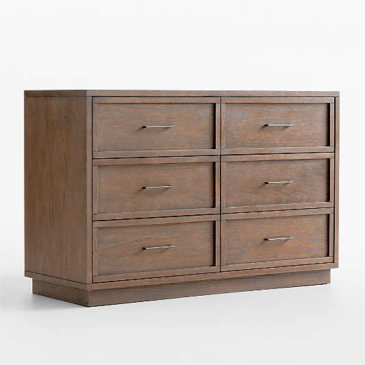 Oliver 52" Deep Brown Wood Wide 6-Drawer Kids Dresser