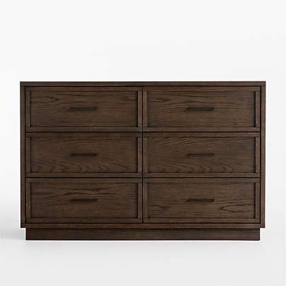 Oliver Deep Brown Ash Wood Wide 6-Drawer Kids Dresser