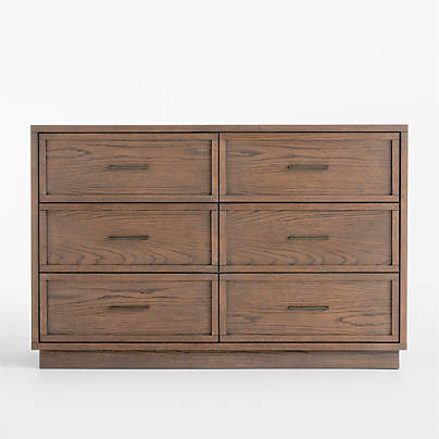 Oliver 52" Deep Brown Wood Wide 6-Drawer Kids Dresser