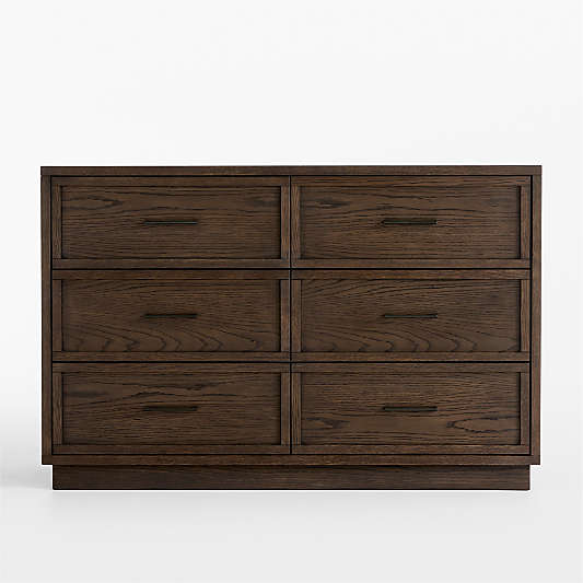 Oliver Deep Brown Ash Wood Wide 6-Drawer Kids Dresser