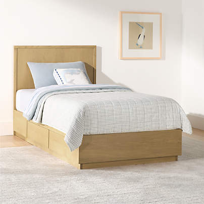 Oliver Natural Wood Kids Twin Storage Bed