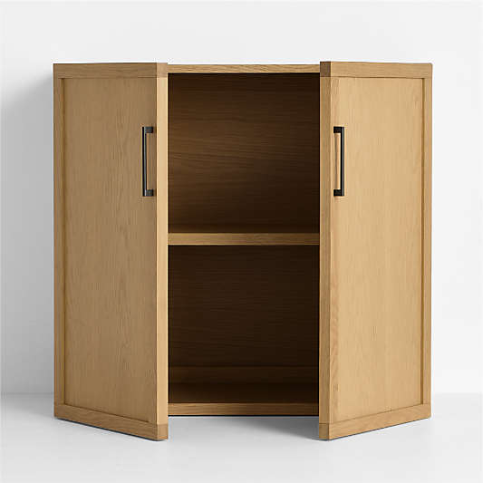 Oliver Modular Natural Oak Wood Kids Bookcase with Doors