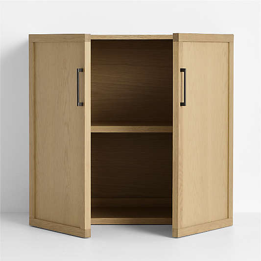 Oliver Modular Natural Oak Wood Kids Bookcase with Doors