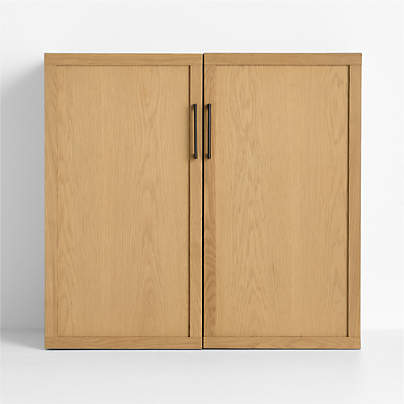 Oliver Modular Natural Oak Wood Kids Bookcase with Doors