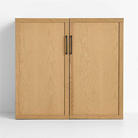 Oliver Modular Natural Oak Wood Kids Bookcase with Doors