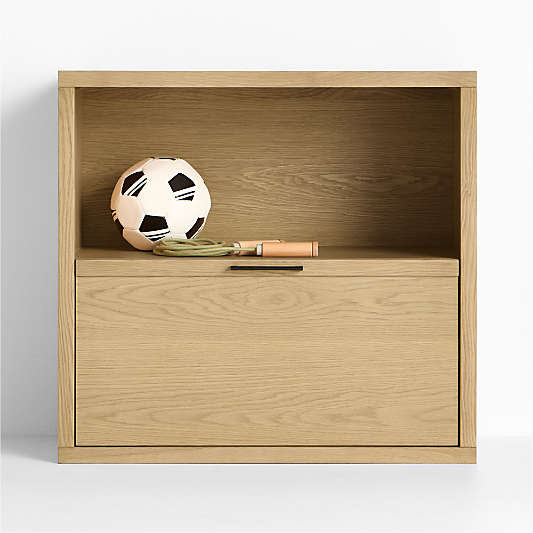 Oliver Modular Natural Oak Wood Kids Bookcase with Drawer