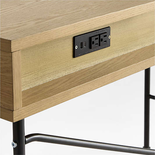 Oliver Natural Oak Wood Modular Kids Desk with Power