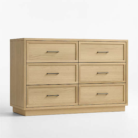 Oliver 52" Natural Oak Wood Wide 6-Drawer Kids Dresser