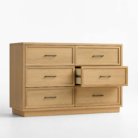 Oliver 52" Natural Oak Wood Wide 6-Drawer Kids Dresser