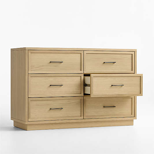 Oliver 52" Natural Oak Wood Wide 6-Drawer Kids Dresser