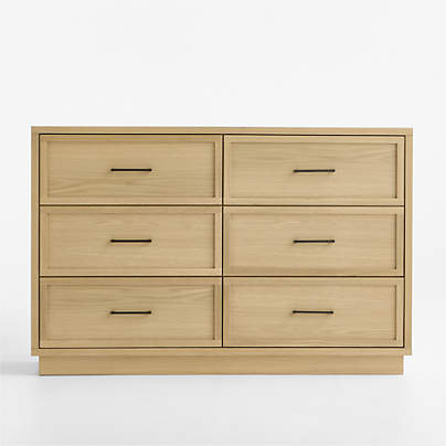 Oliver 52" Natural Oak Wood Wide 6-Drawer Kids Dresser