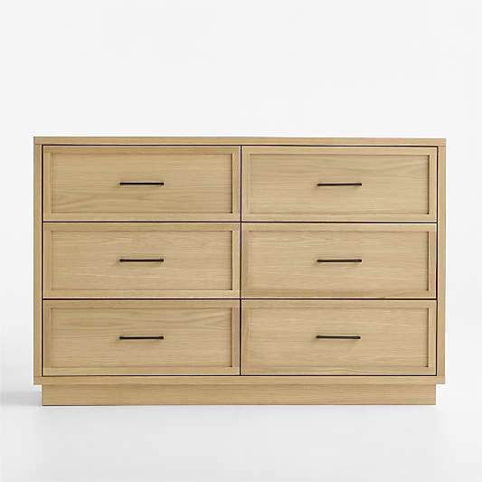 Oliver 52" Natural Oak Wood Wide 6-Drawer Kids Dresser