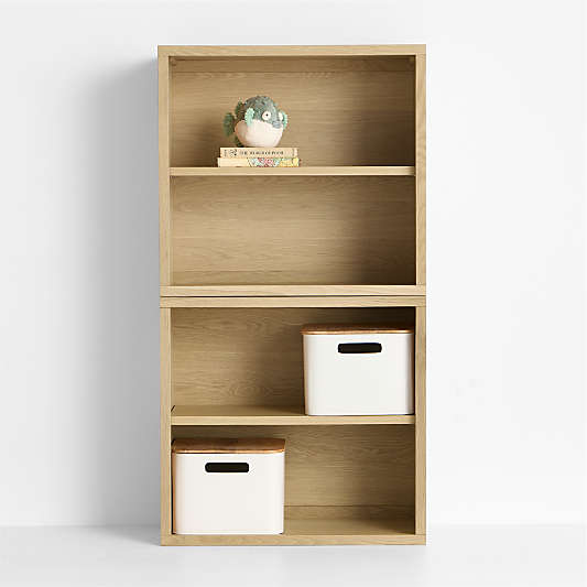 Oliver Modular Natural Oak Wood Kids Open Bookcase