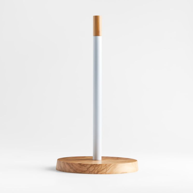 Olivewood and Matte White Paper Towel Holder - image 1 of 2