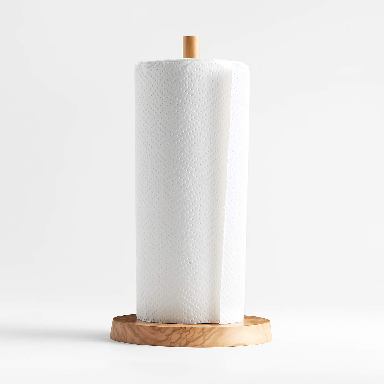 Olivewood and Matte White Paper Towel Holder + Reviews Crate & Barrel