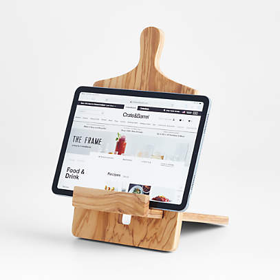 Olivewood Cookbook and Tablet Stand + Reviews | Crate & Barrel