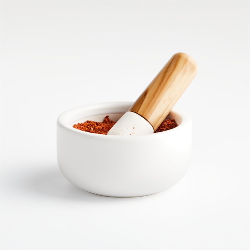 Olivewood and Ceramic Mortar and Pestle - image 1 of 3