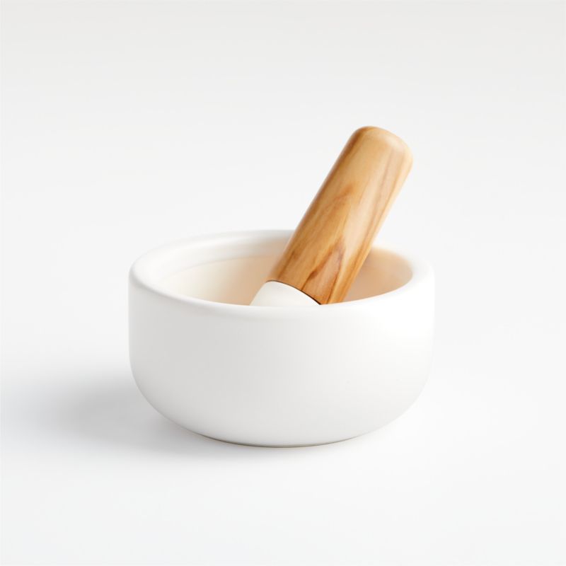 OLIVE WOOD LARGE MORTAR AND PESTLE SET