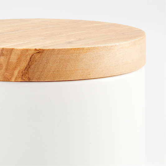 Crate & Barrel Olivewood and Ceramic Salt Cellar