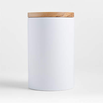 Aspen White Ceramic Canisters with Scoop