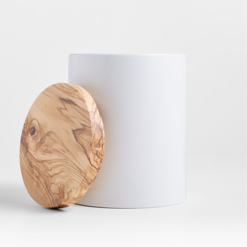 Medium Olivewood and Matte Ceramic Canister - image 2 of 6